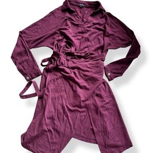 Bleusalt Malibu The Wrap Dress Size 2 Medium NEW Bordeaux long sleeve collared